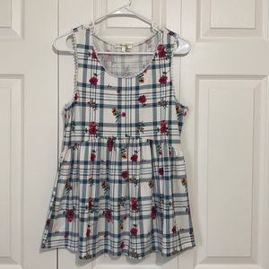 3/$10 ❤️❤️❤️ Andree Floral & Plaid Babydoll Tank